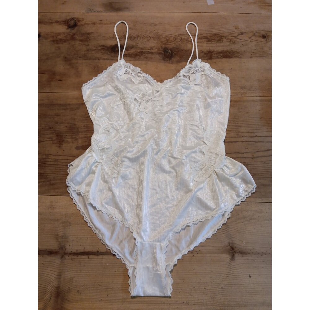 Vintage Henson Kickernick Teddy Womens S White Lingerie Chemise Sheer Lace